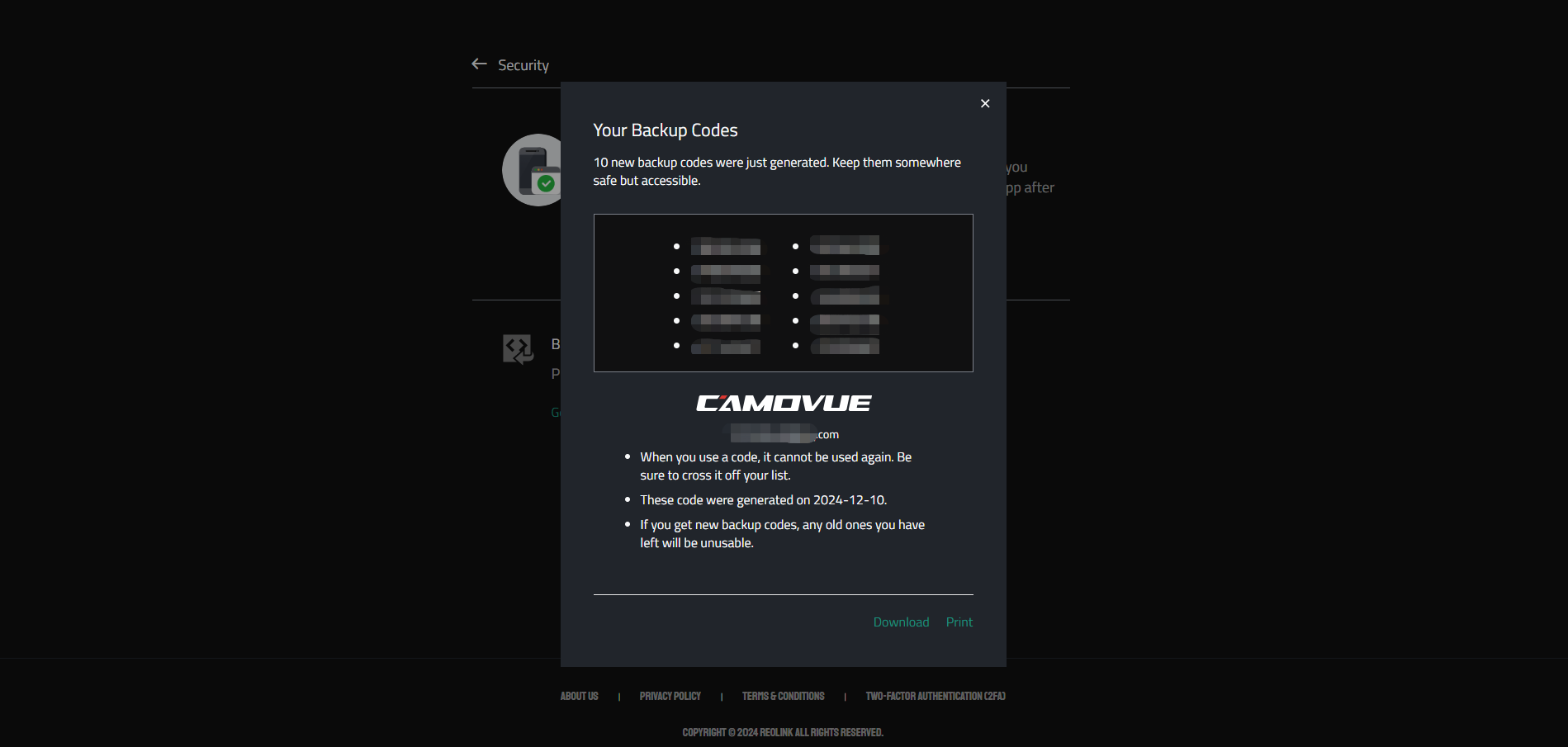 your backup codes