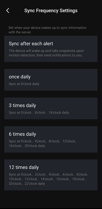 sync frequency settings