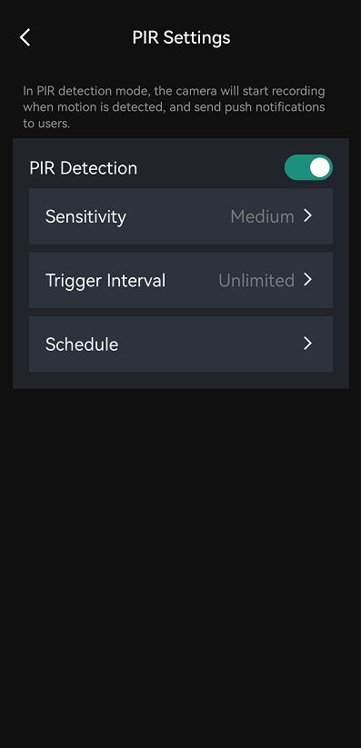 enable PIR Detection