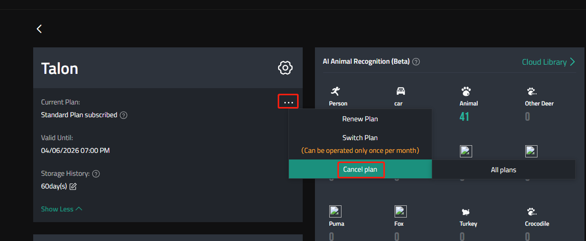 cancel cloud plan