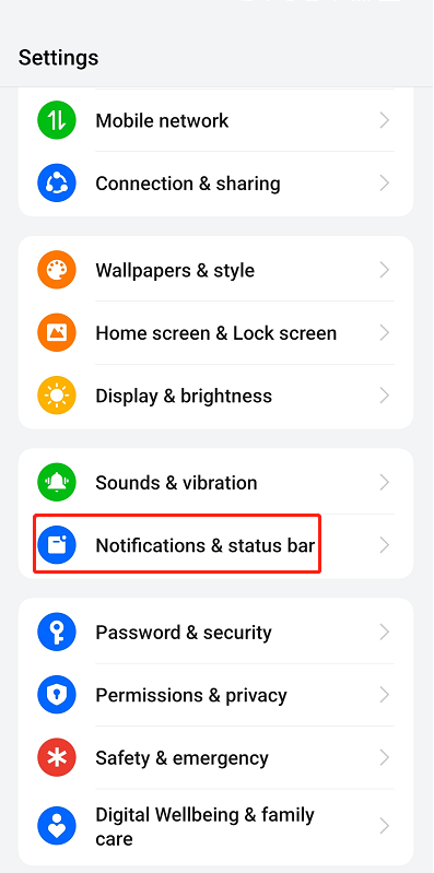 phone settings