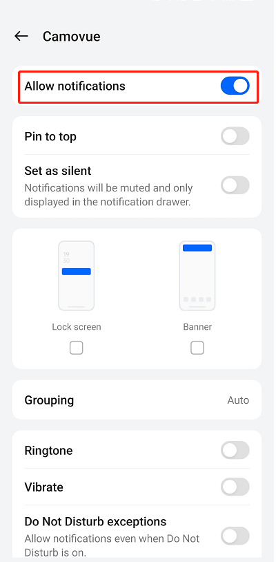 allow notification on phone