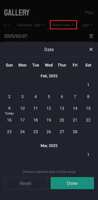 select date