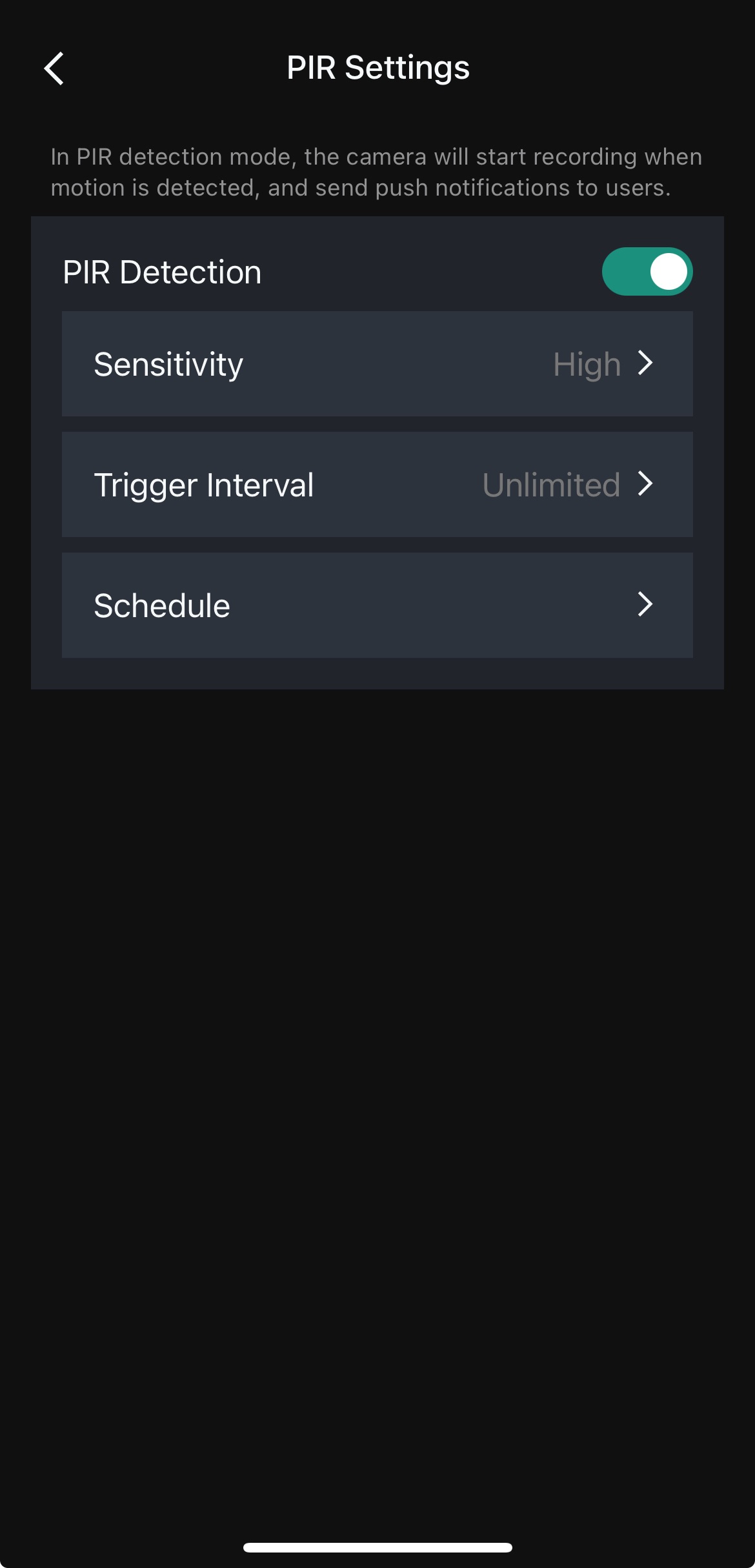 sensitivity trigger interval schedule
