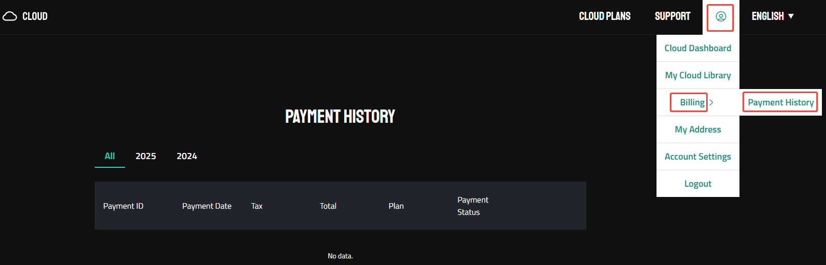 Cloud Payment History