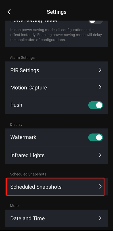 scheduled snapshots