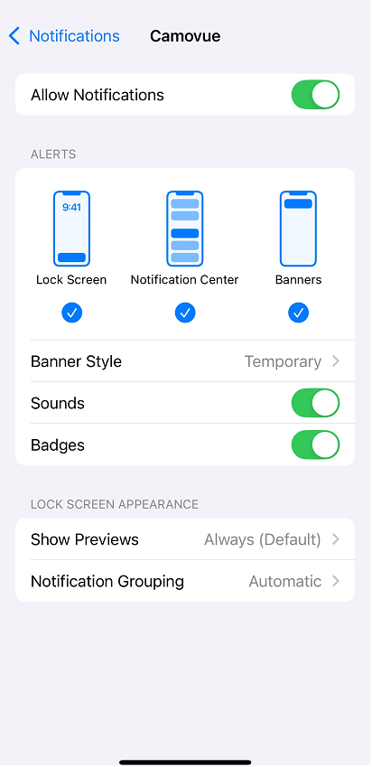 allow notification on iphone