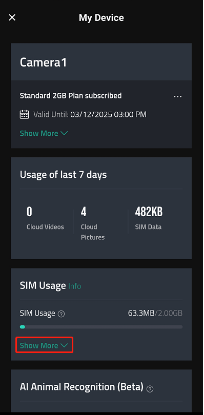 Show more sim usage