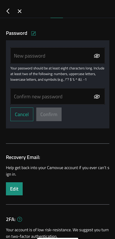 create new password