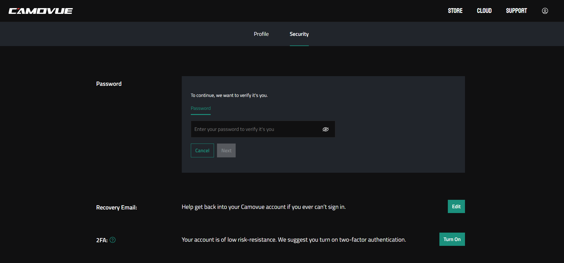 enter current password