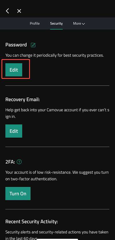 edit password on App