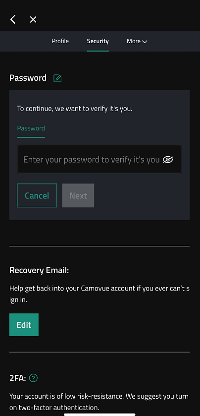 verify password